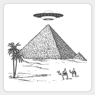 UFO Over Egyptian Pyramids Aliens and Spacecore Sticker